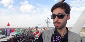 پشت صحنه تهیه گزارش های اربعینی خبرنگارمستندساز در عراق موکب امام رضا جاده نجف کربلا